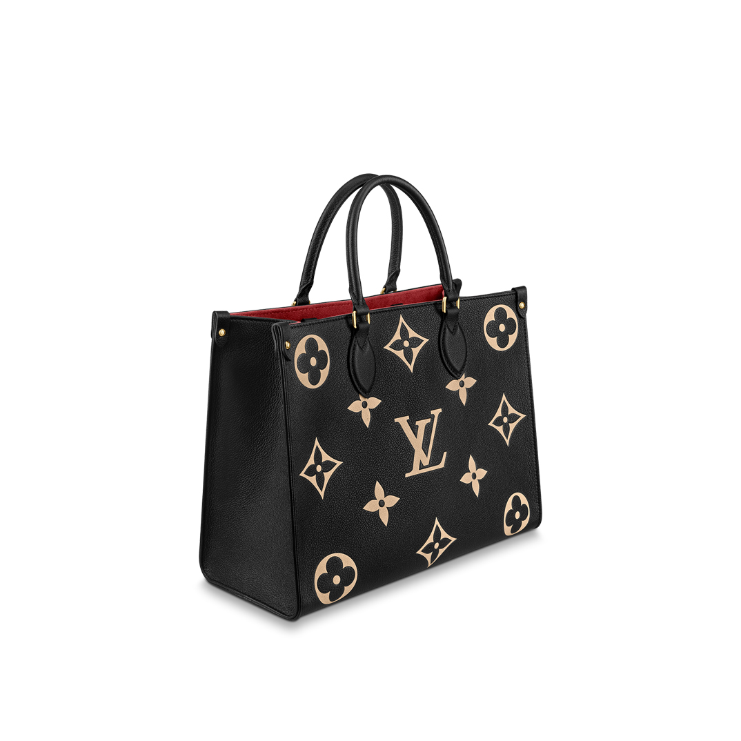 Louis Vuitton ONTHEGO MM Monogram Handbag M45495 Black/Beige